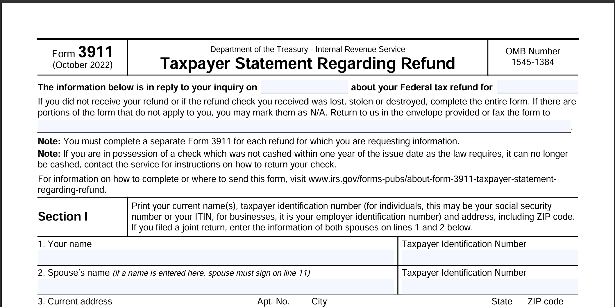How To Track Down A Lost Tax Refund With IRS Form 3911 Florida 