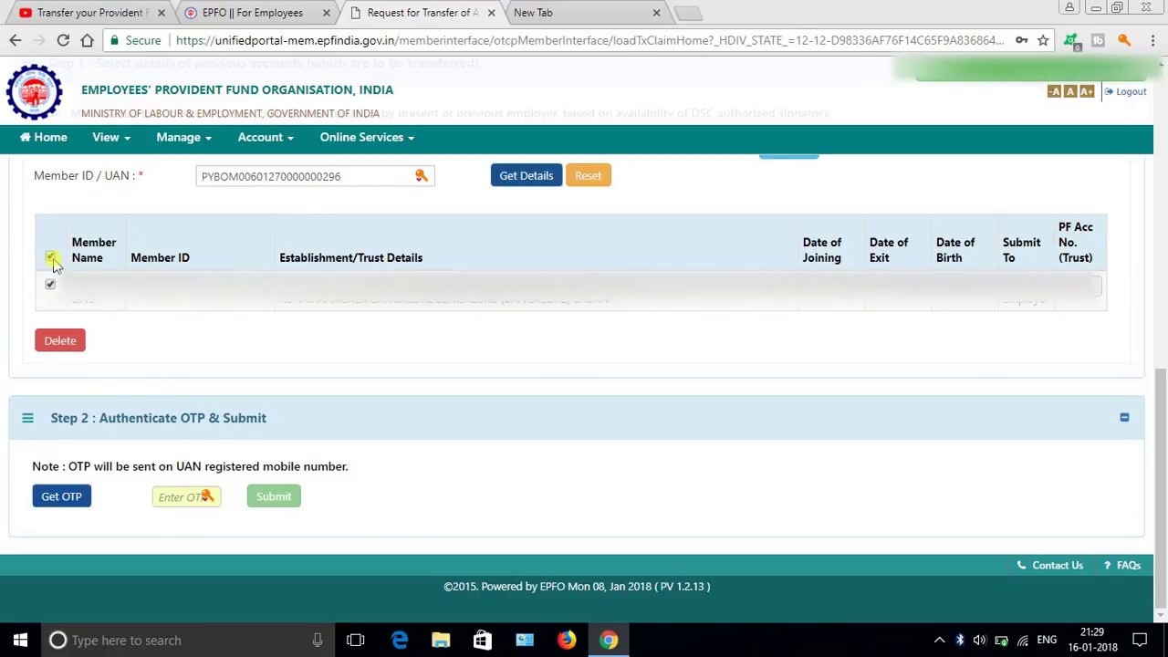 How To Transfer PF Balance Online Form 13 From Previous Company To Current new Company 2018 