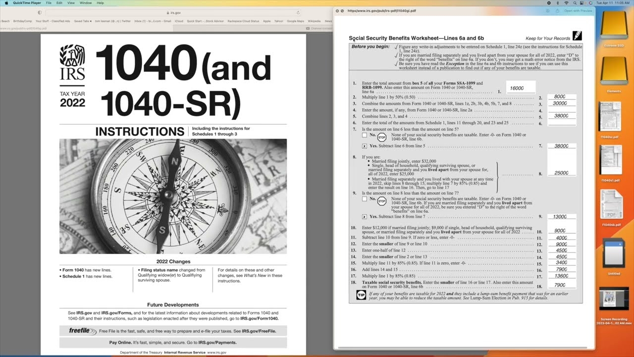 How To Use Social Security Benefits Worksheet Lines 6a And 6b Of 
