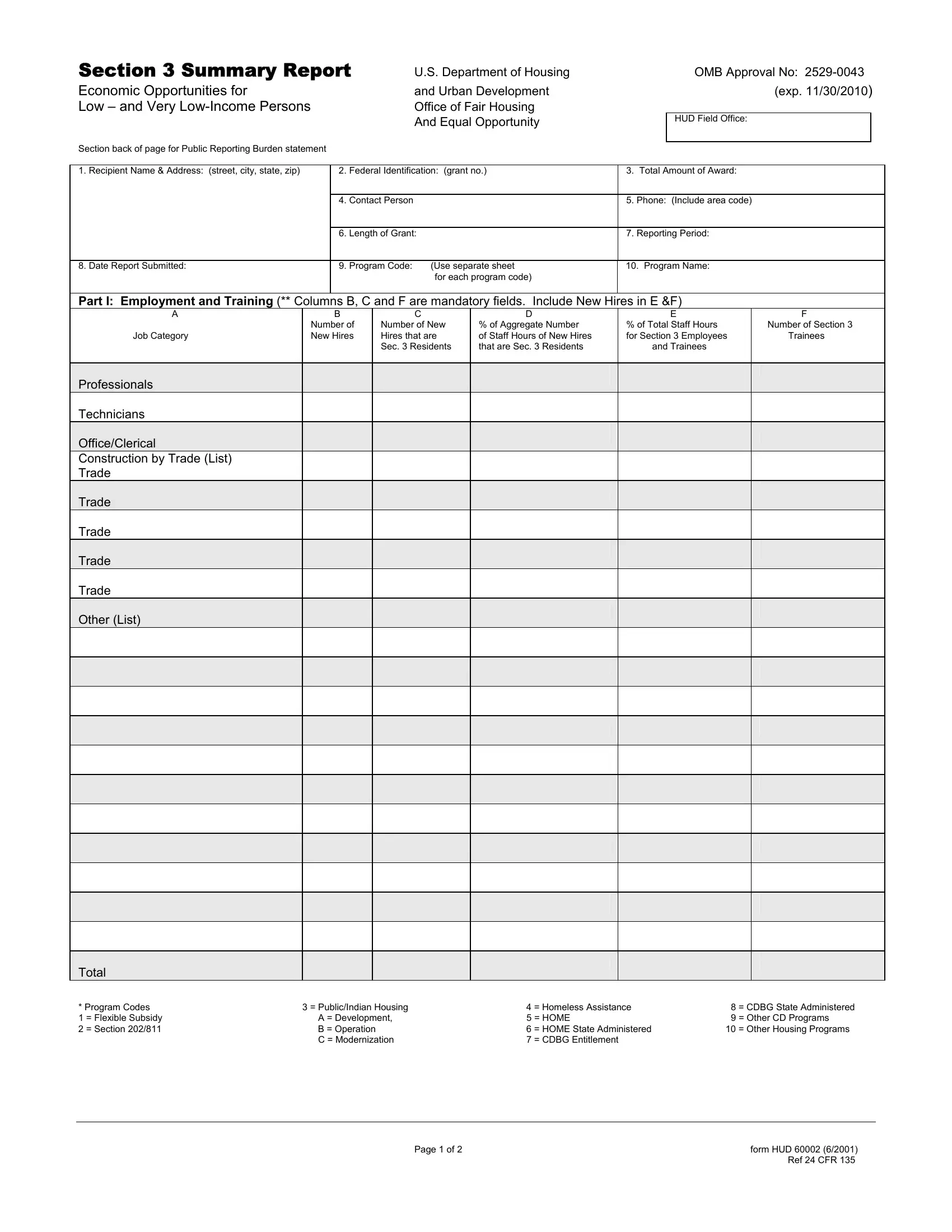 Hud Form 60002 Fillable Fill Out Printable PDF Forms Online