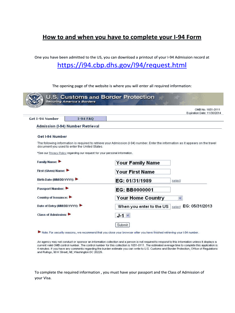 I 94 Form Pdf Fill Out amp Sign Online DocHub