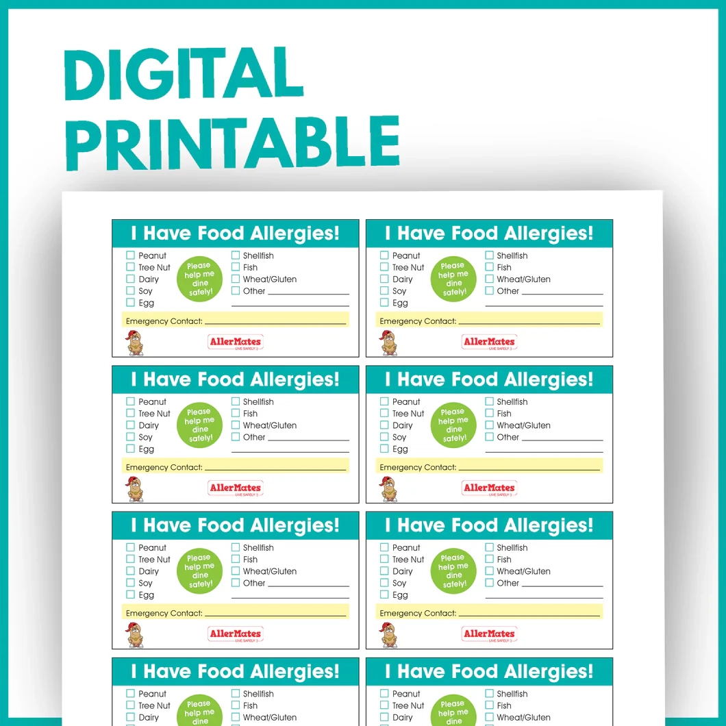 Free Printable Allergy Card Template