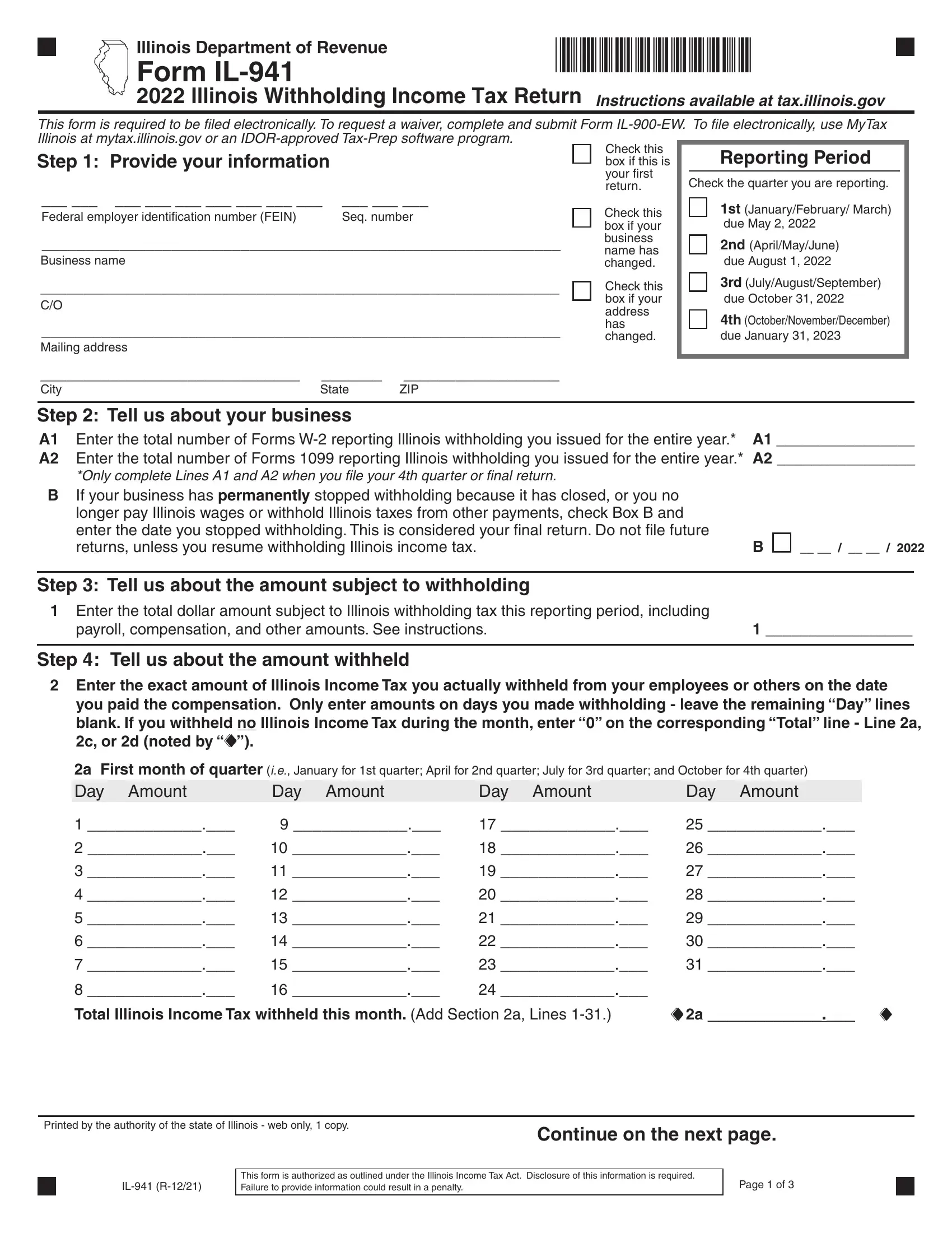 Il 941 Form Fill Out Printable PDF Forms Online