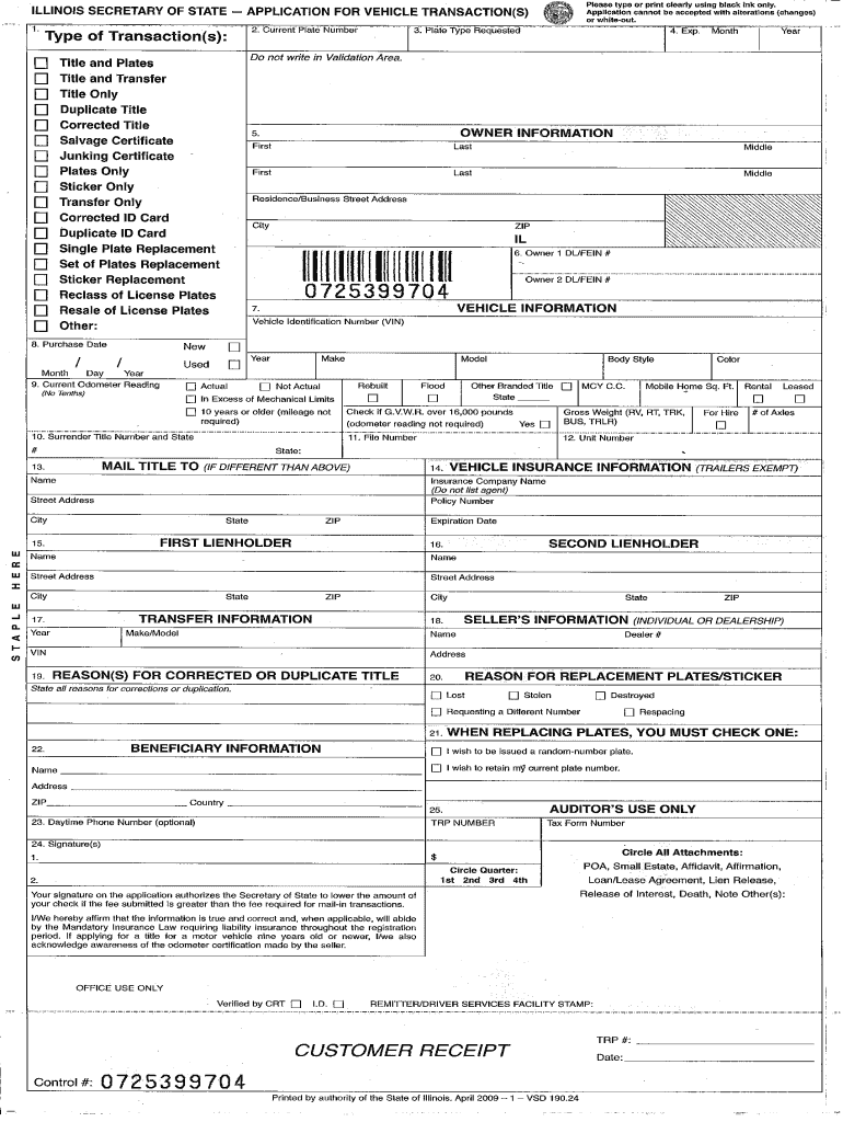 IL VSD 19024 Form Fill Online Printable Fillable Blank 
