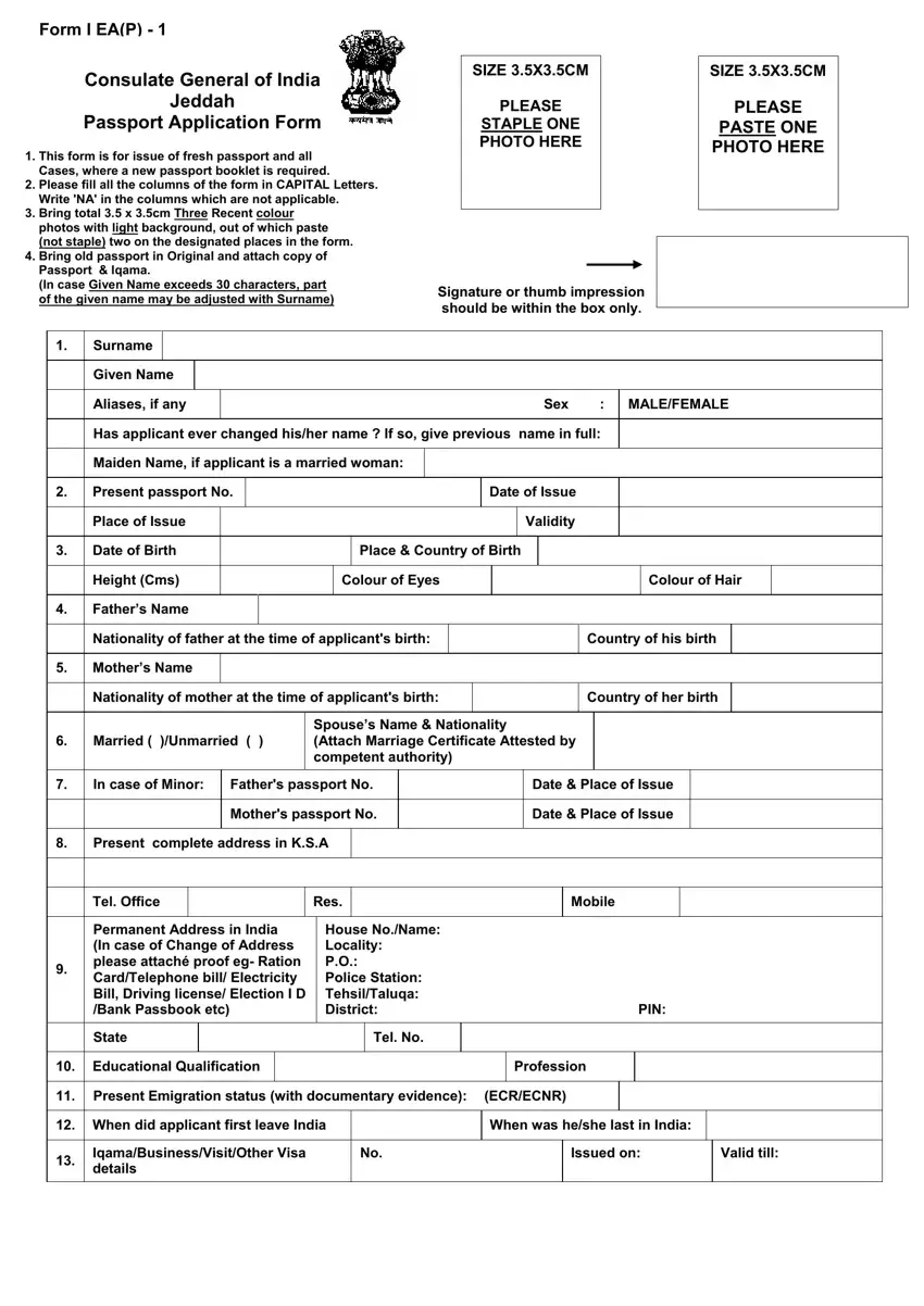 Passport Renewal Application Form Printable