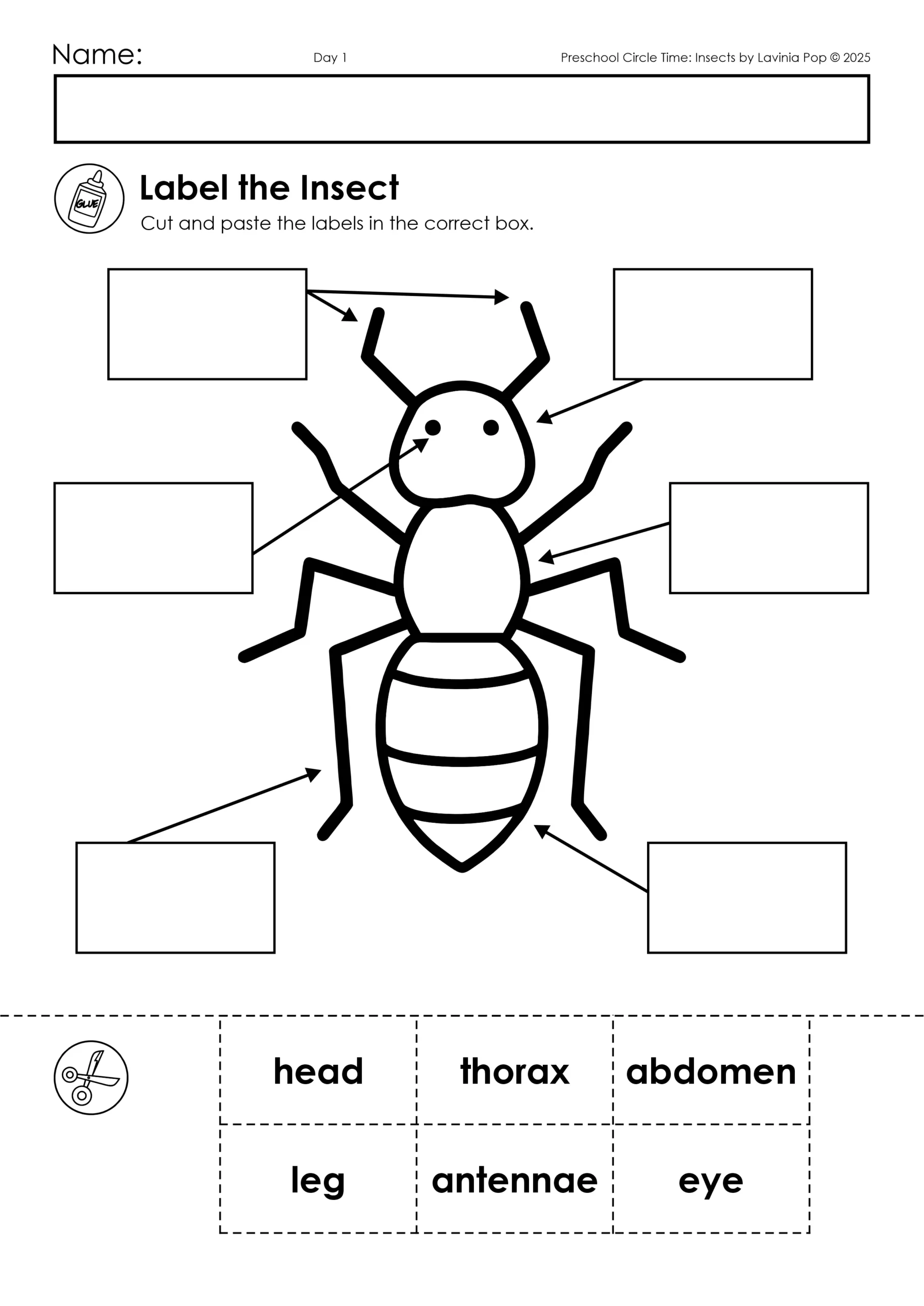 Printable Insect Worksheets For Preschool