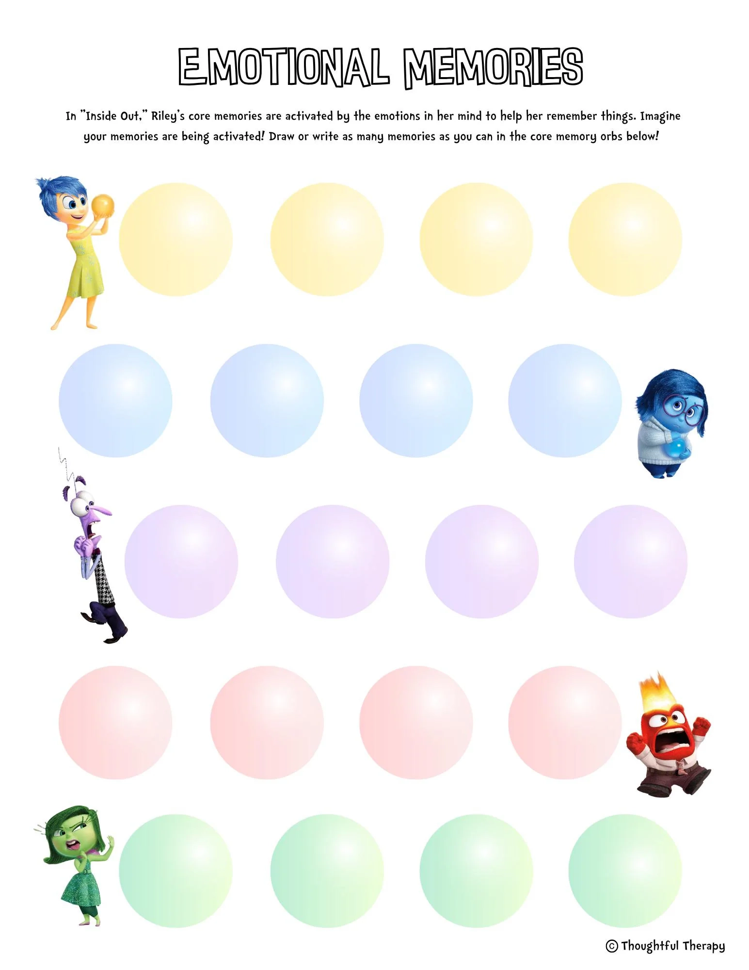 Inside Out Emotional Memories SEL Feelings Worksheet For 