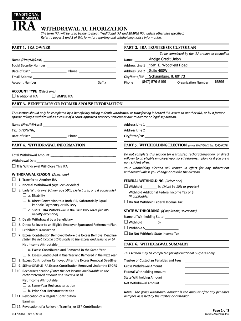 Rollover Form For Ira