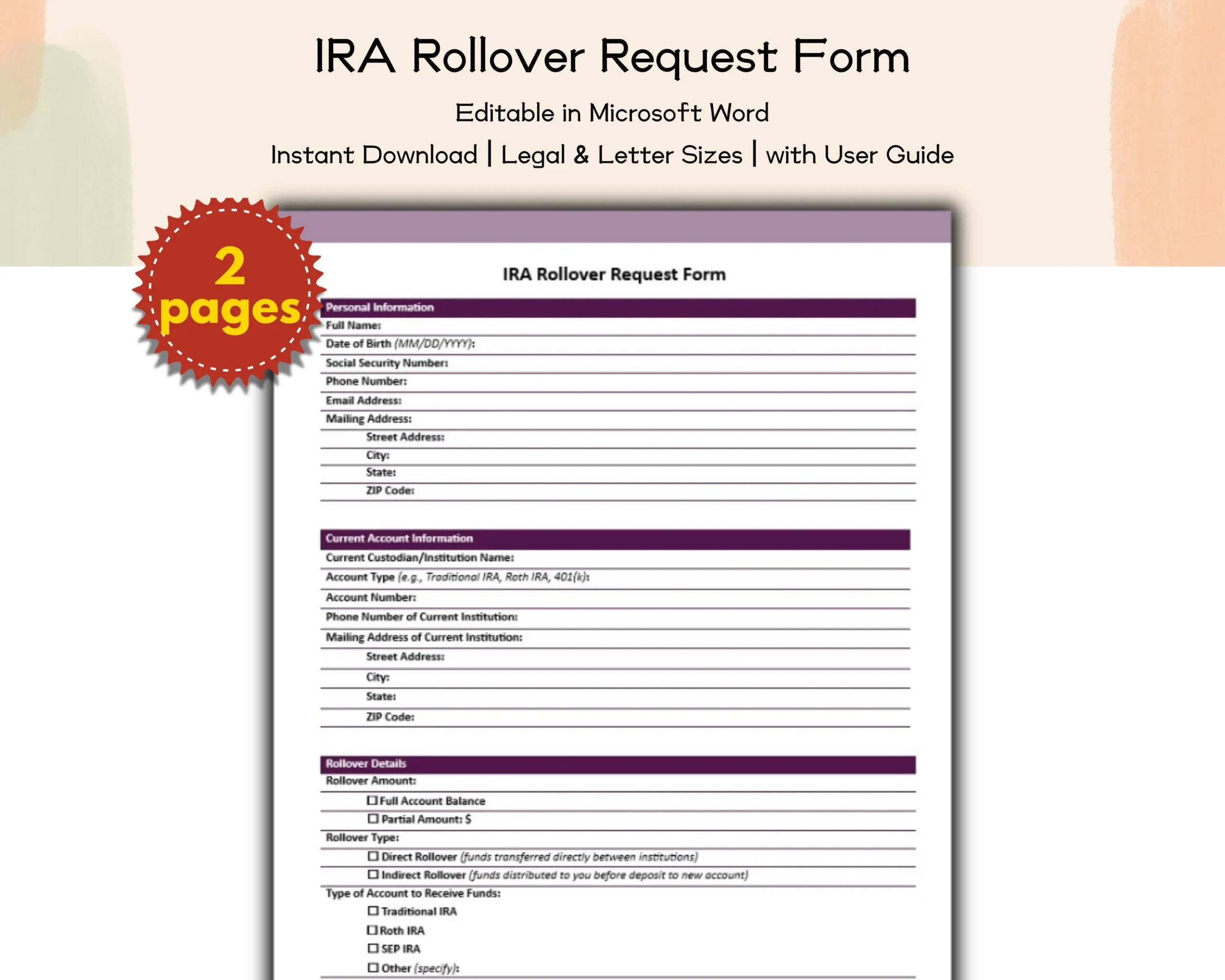 Ira Rollover Form Pdf