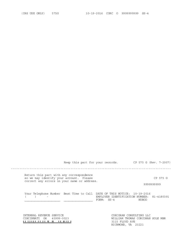 Irs Form Cp 575 Sample