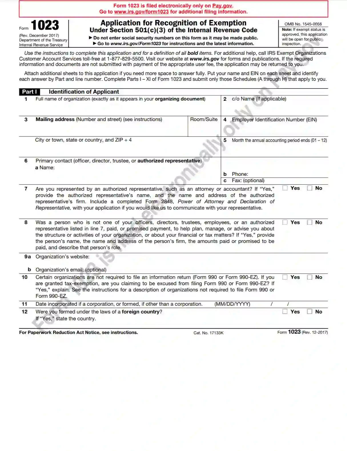 Printable Form 1023 Ez