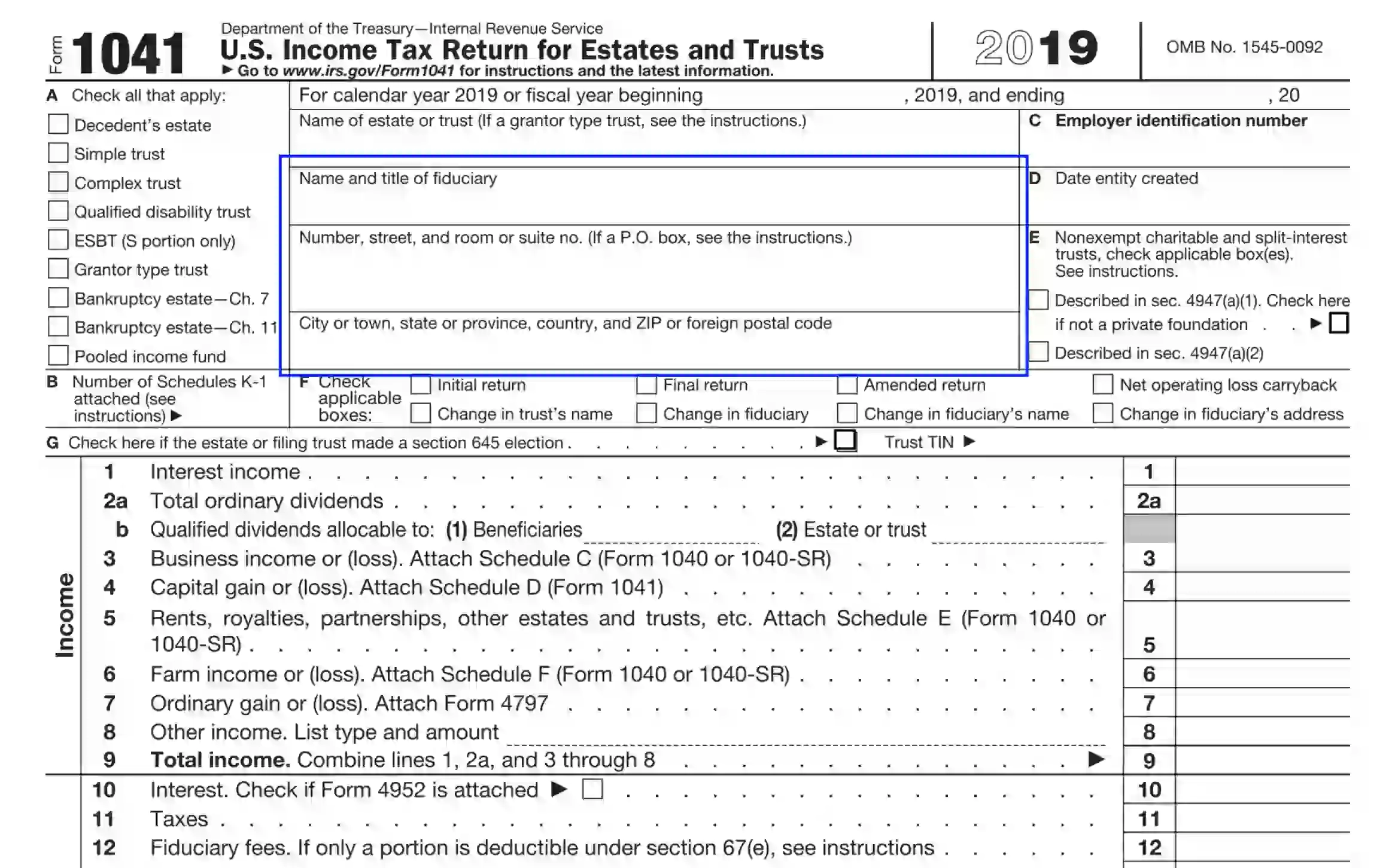 Irs Form 1041 Printable