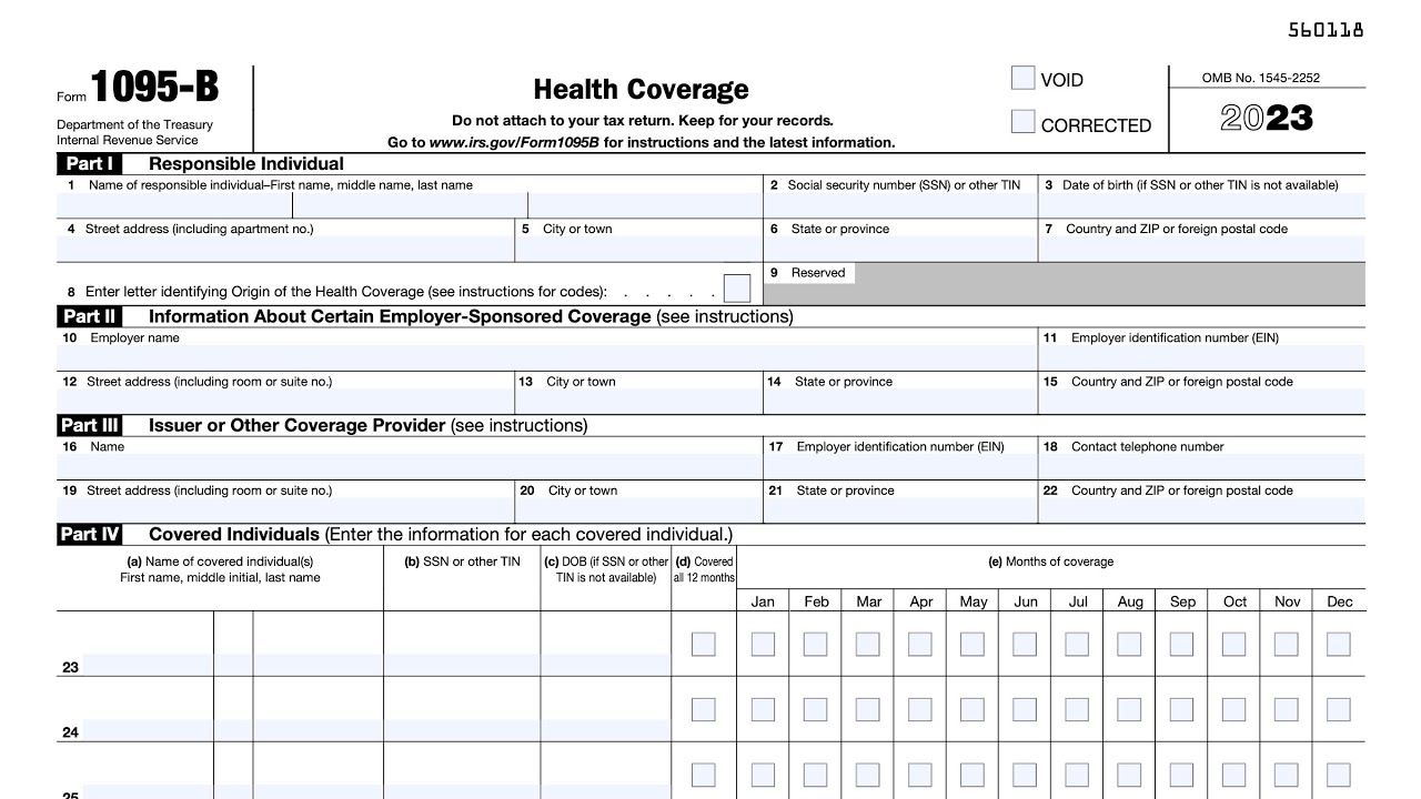 IRS Form 1095 B Walkthrough Health Coverage 