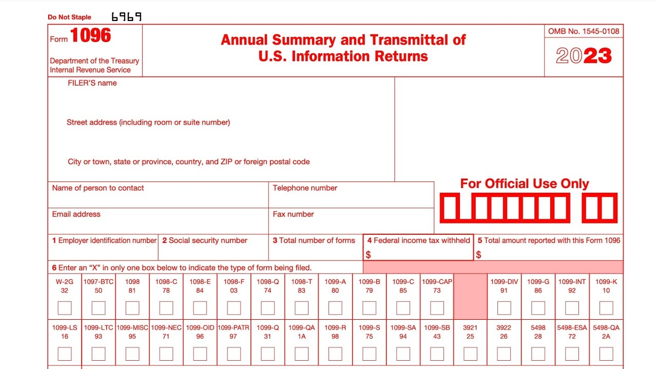 IRS Form 1096 Walkthrough Annual Summary amp Transmittal Of Information Returns 
