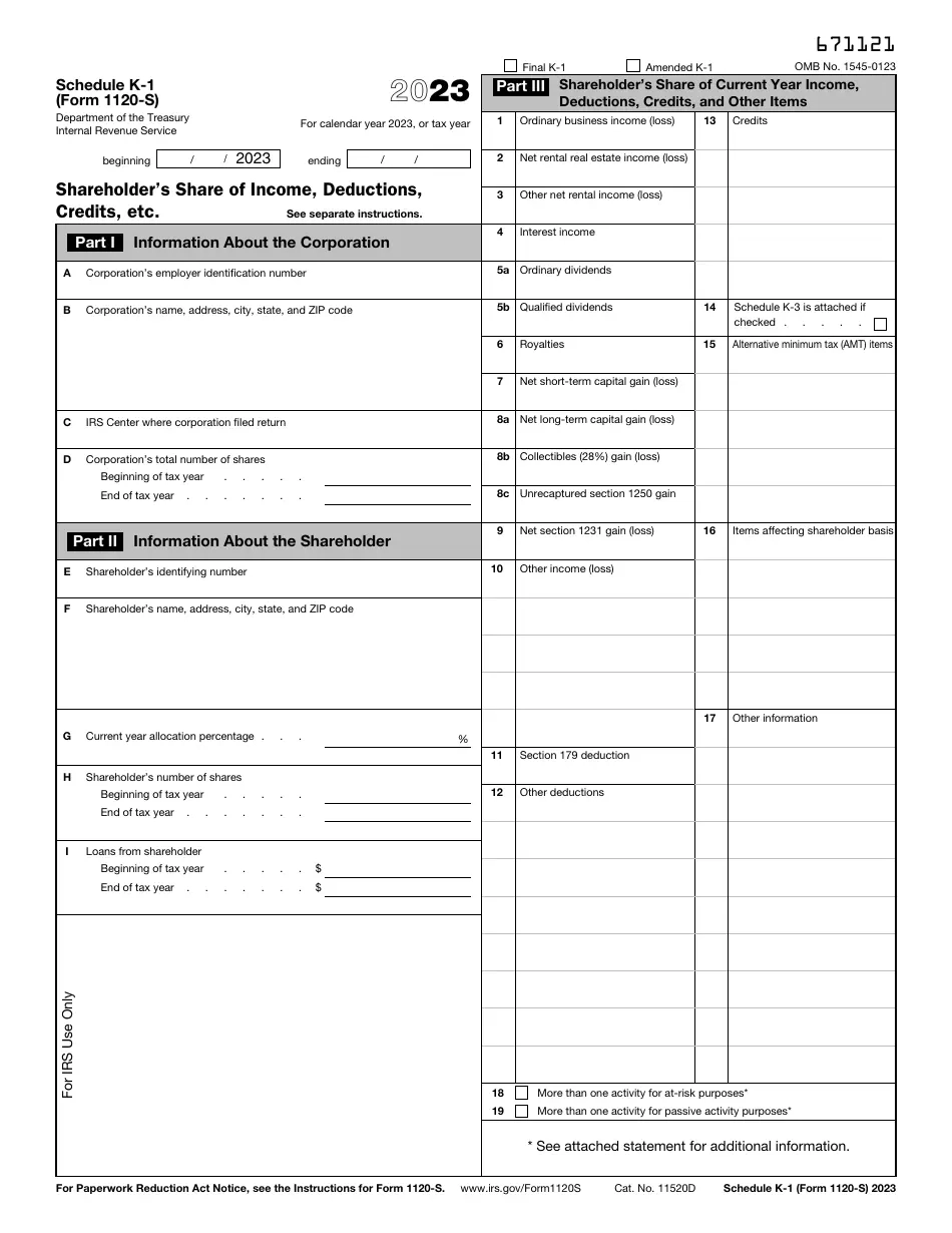 Irs Form K-1 2020