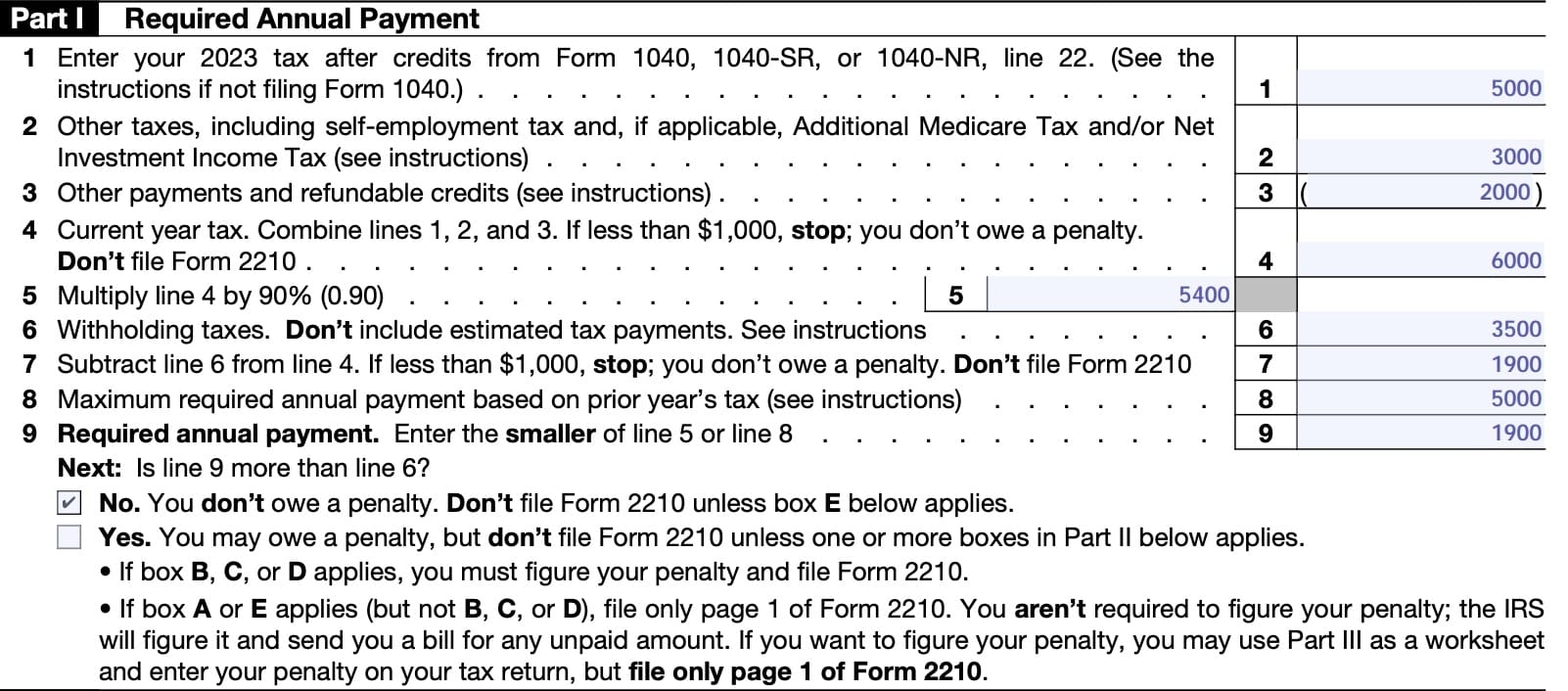 Irs Form Underpayment