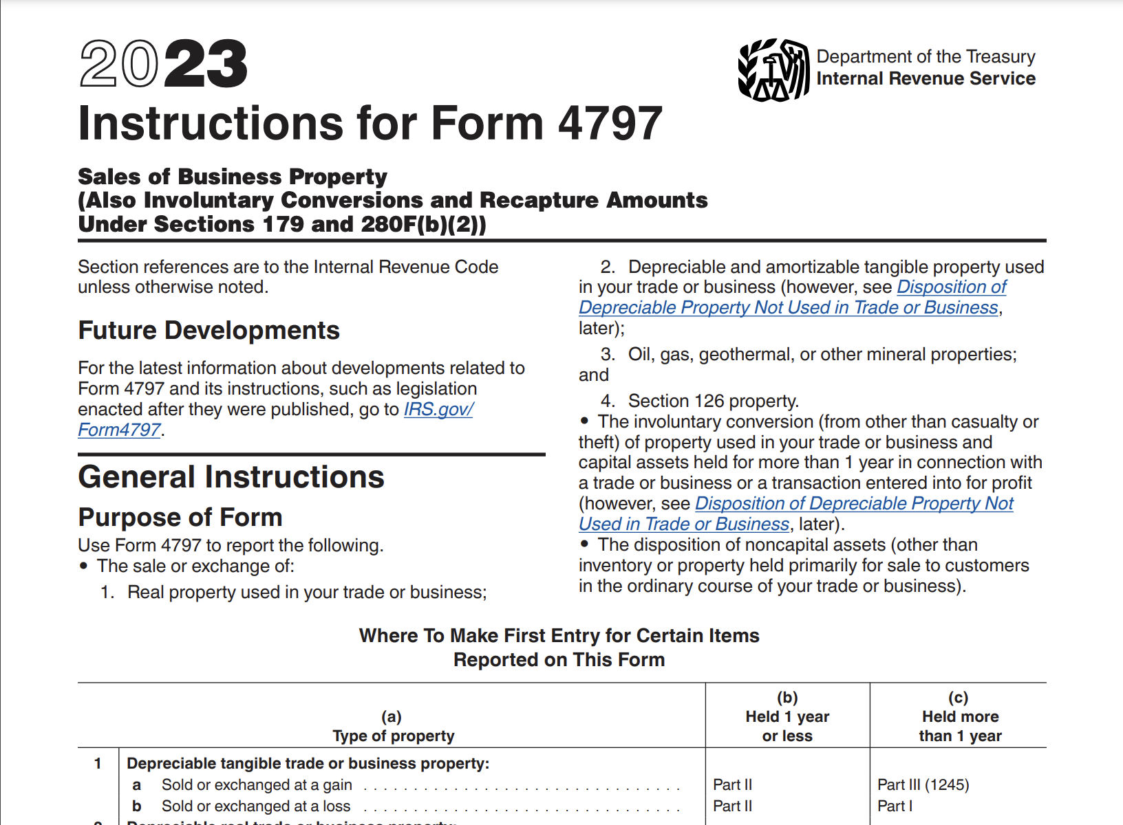IRS Form 4797 Report The Sale Of Business Property