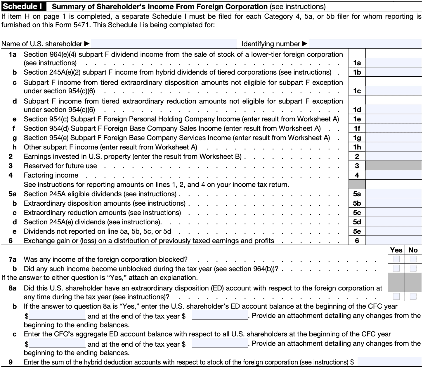 Irs Form 5471 Schedule H-1