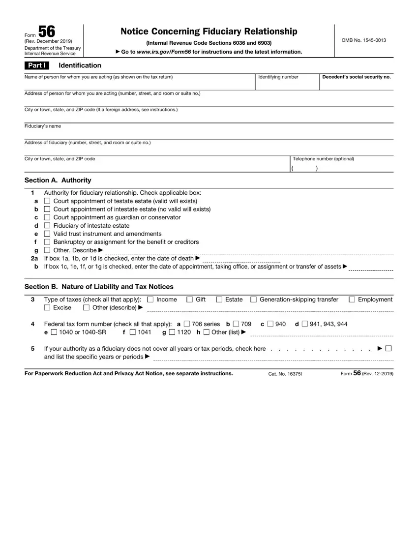 Irs Form 56 Fill Out Printable PDF Forms Online