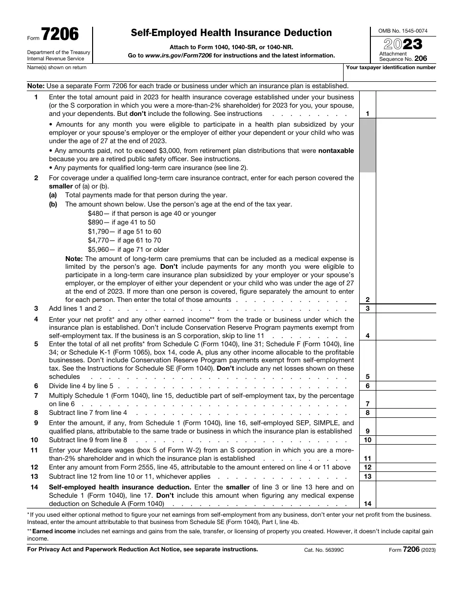 IRS Form 7206 2023 Fill Out Sign Online And Download Fillable 