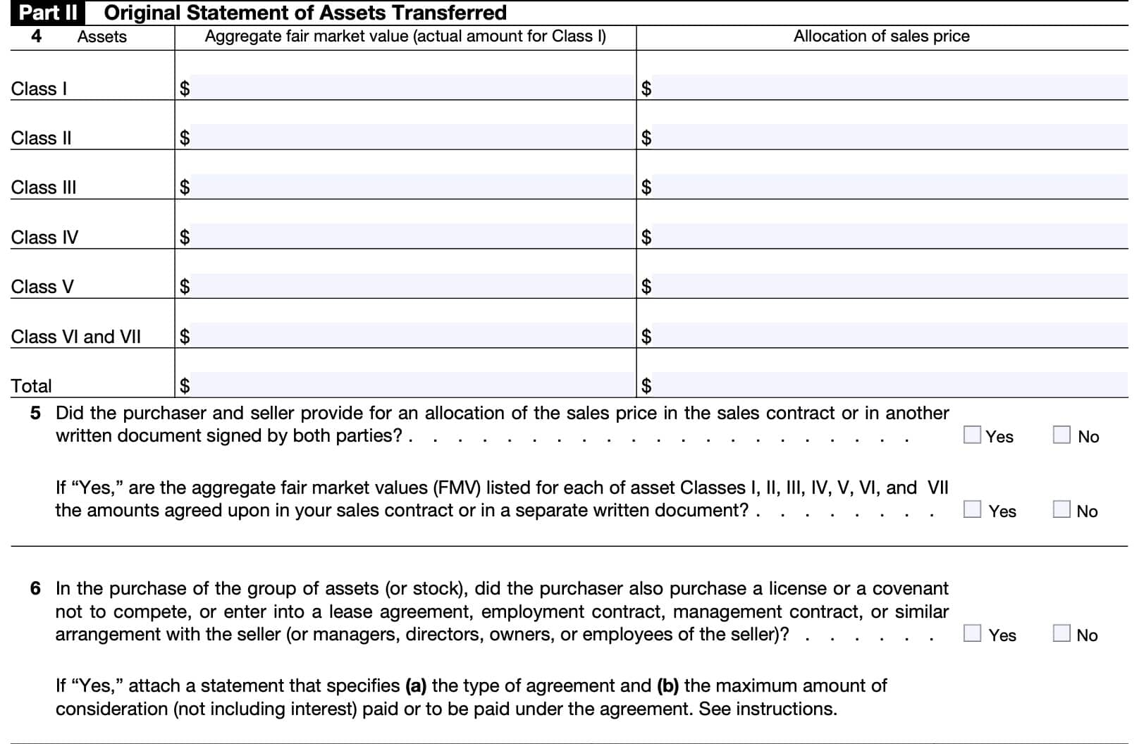 Irs Form 8594 Fillable
