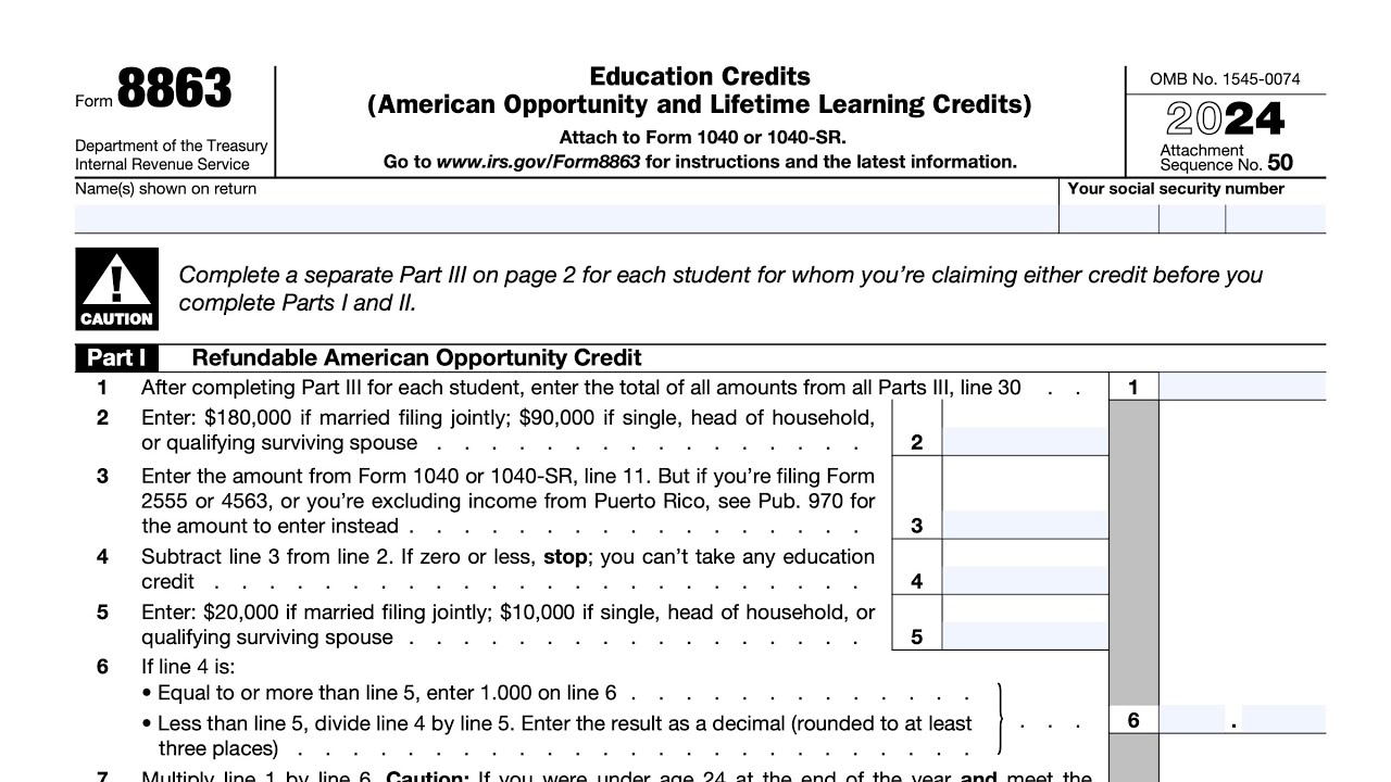 IRS Form 8863 Instructions