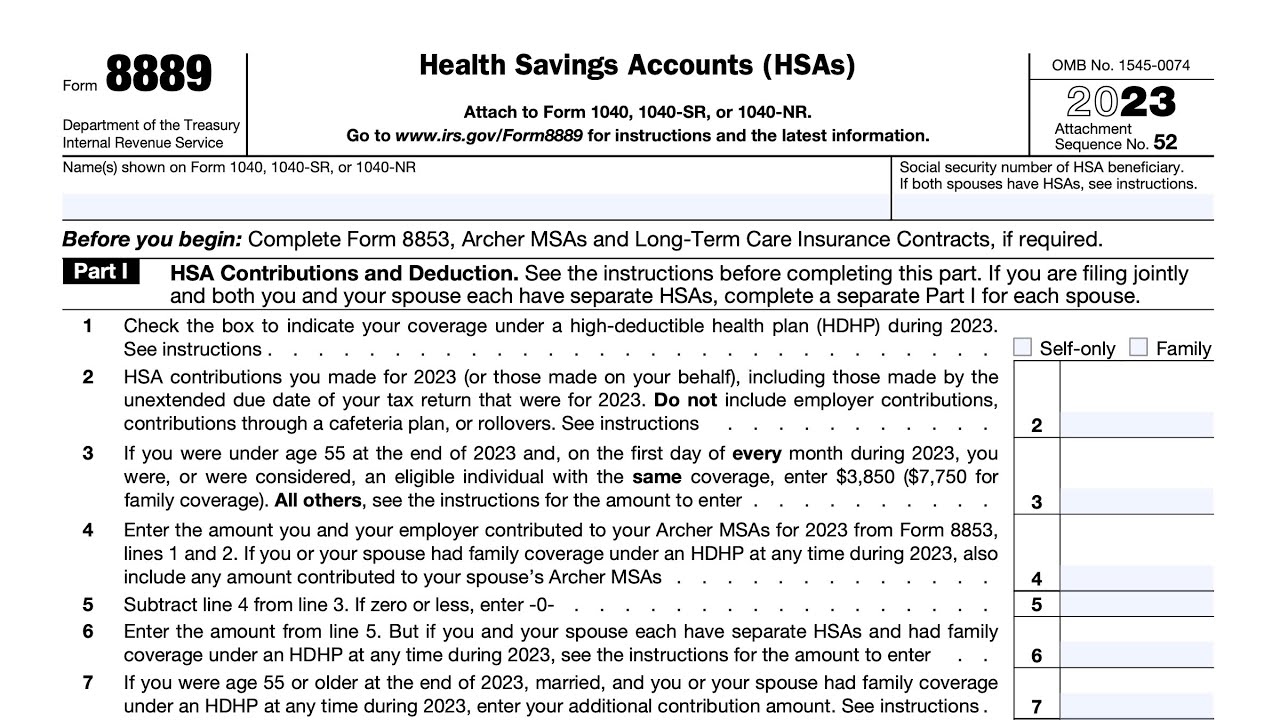 Irs Form For Hsa Contribution