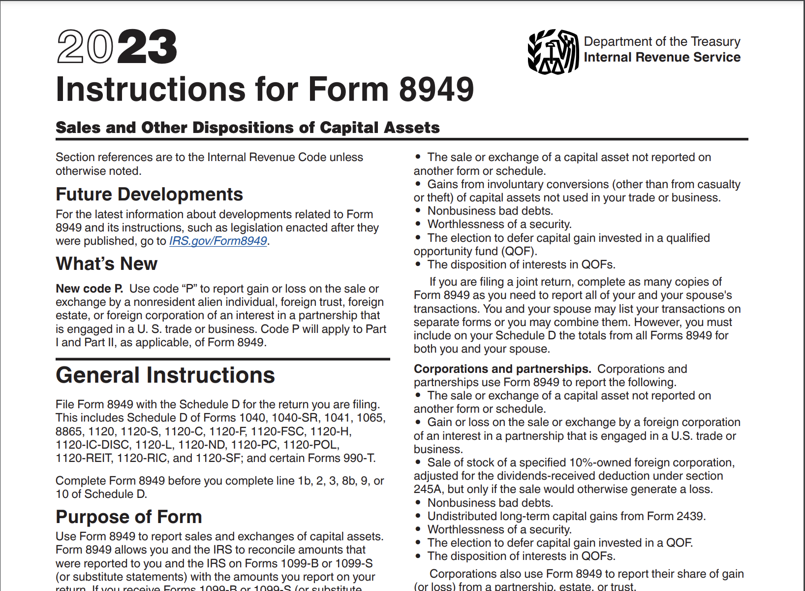 Irs Form 8949 Instructions 2023