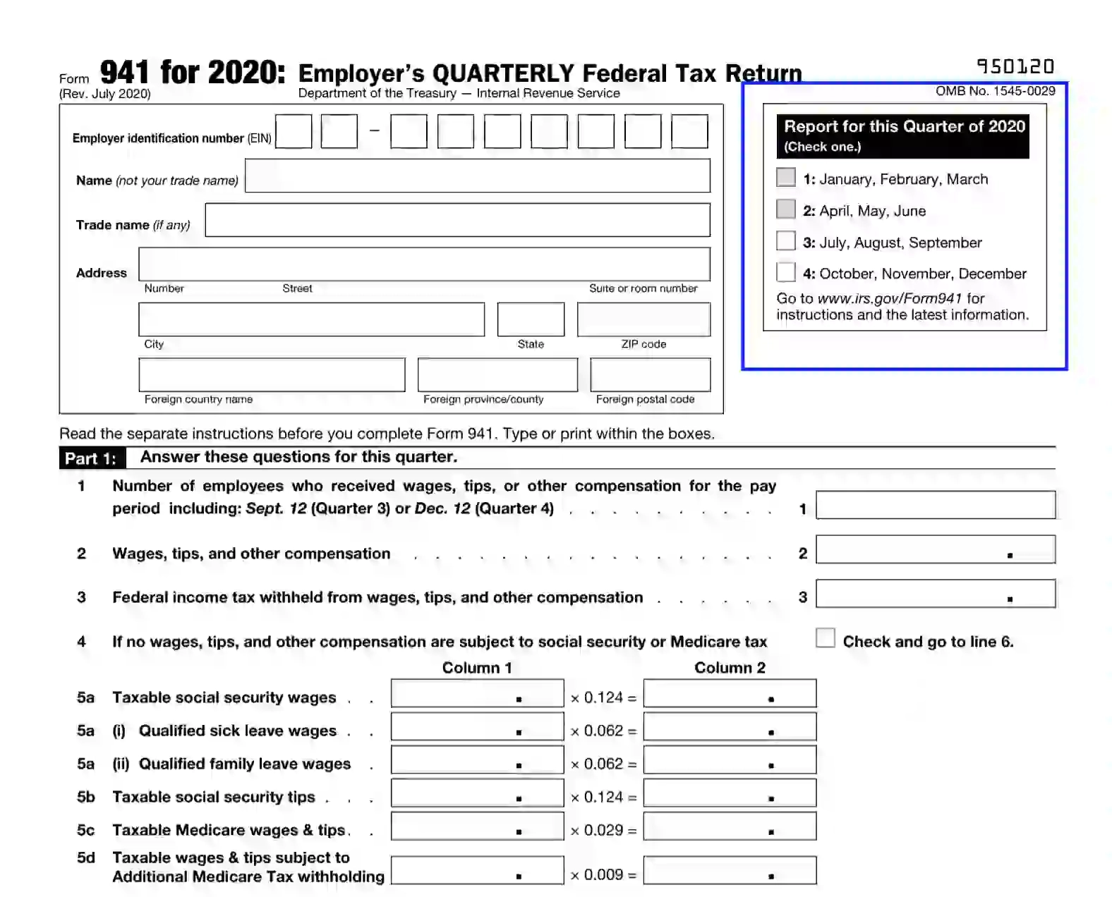 941 X Form 2020 Pdf