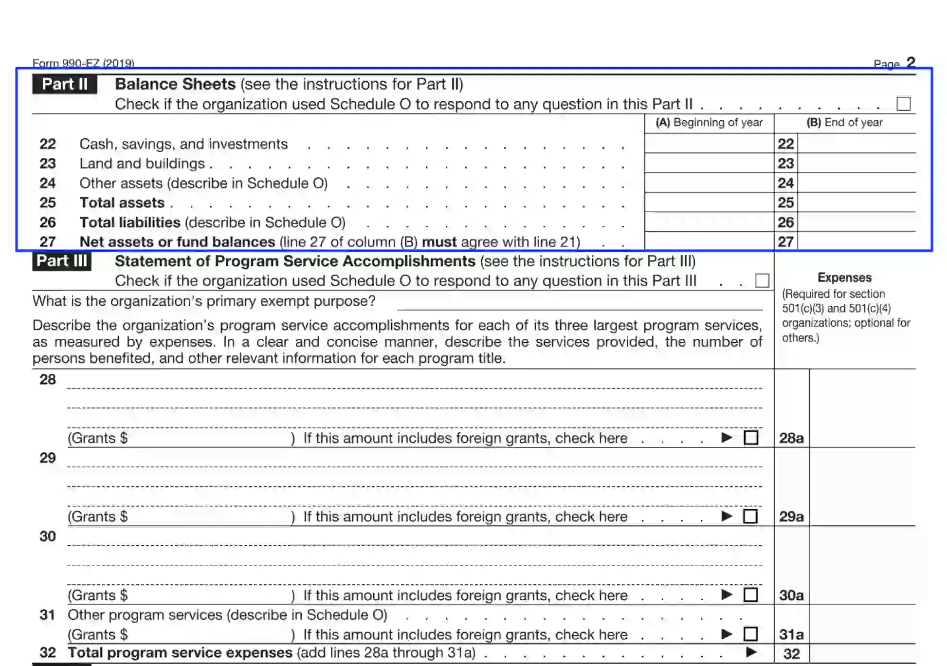 IRS Form 990 EZ Fill Out Printable PDF Forms Online