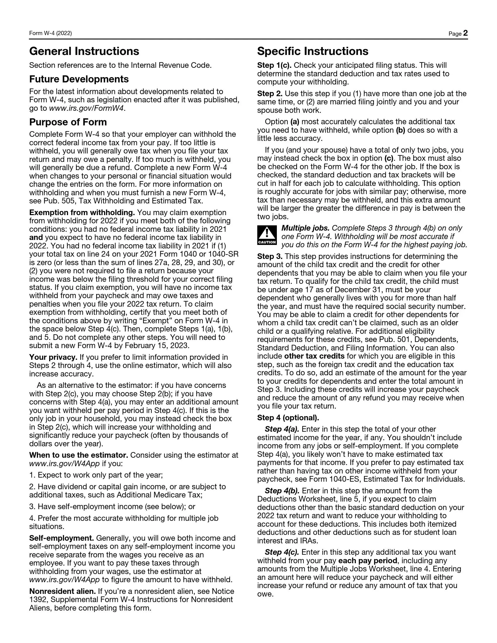 Download Form W 4v From The Irs