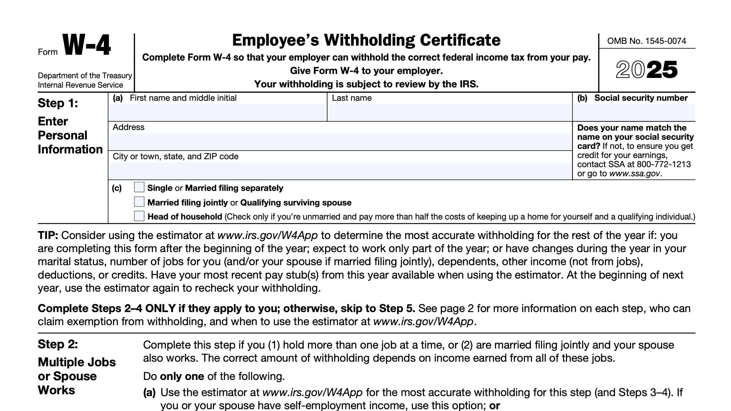 Form W 4 2024 Pdf