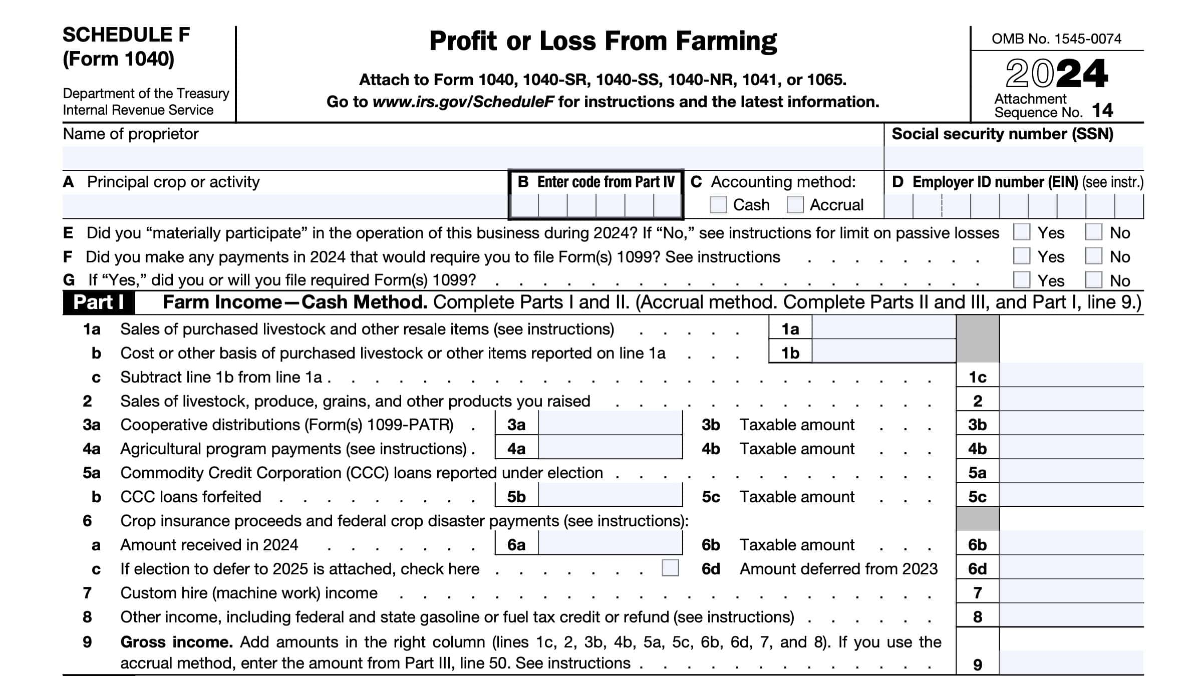 Irs Schedule F Form 2024
