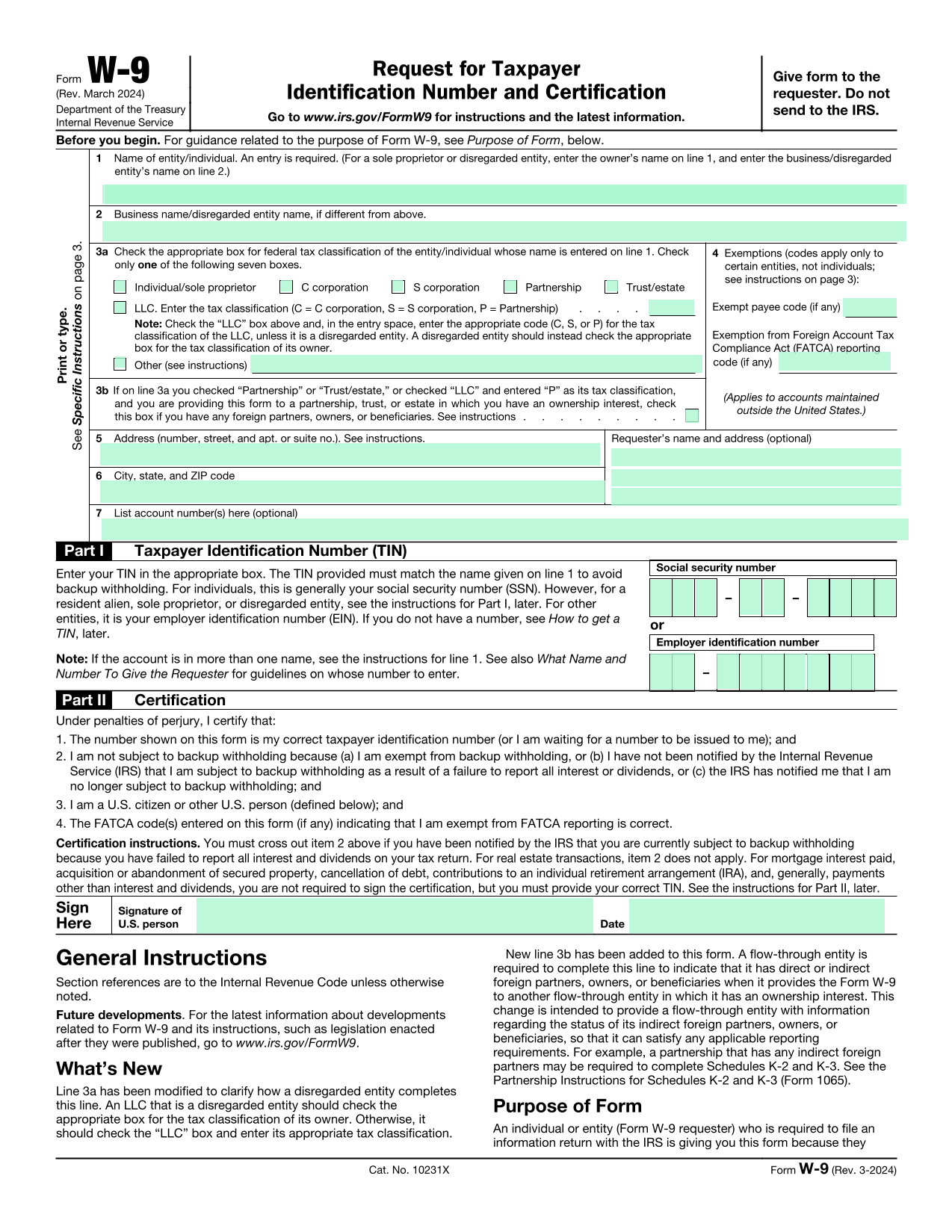 Irs W-9 Form Download
