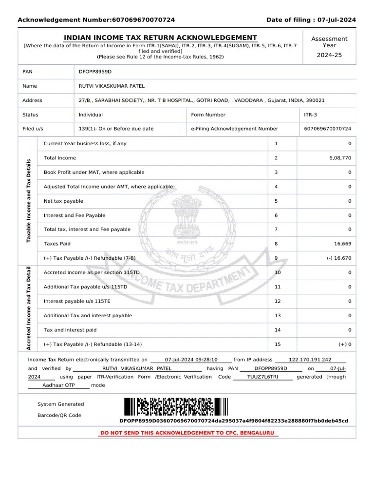 Itr 24 25 PDF Tax Refund Taxes