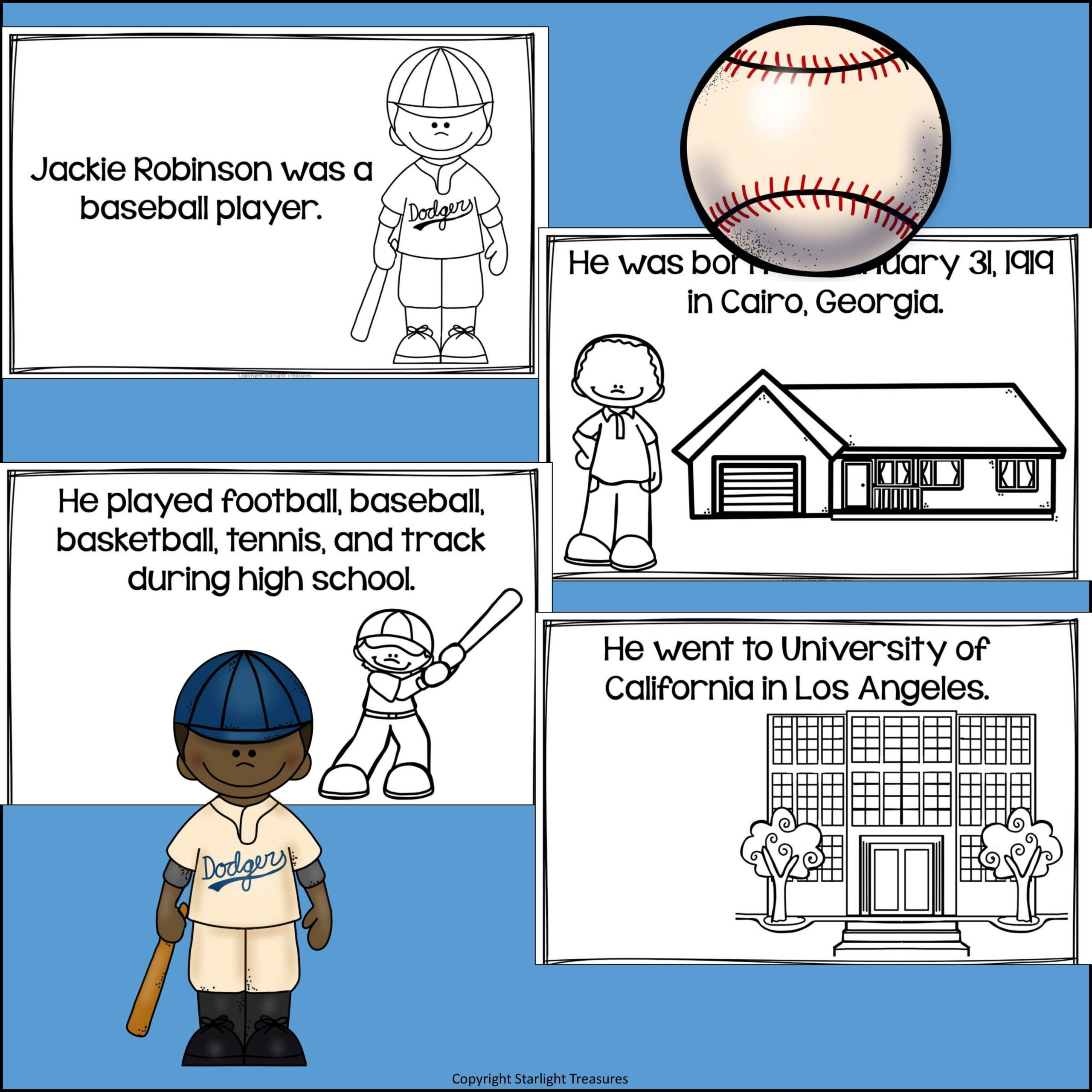 Jackie Robinson Mini Book For Early Readers Black History Month 