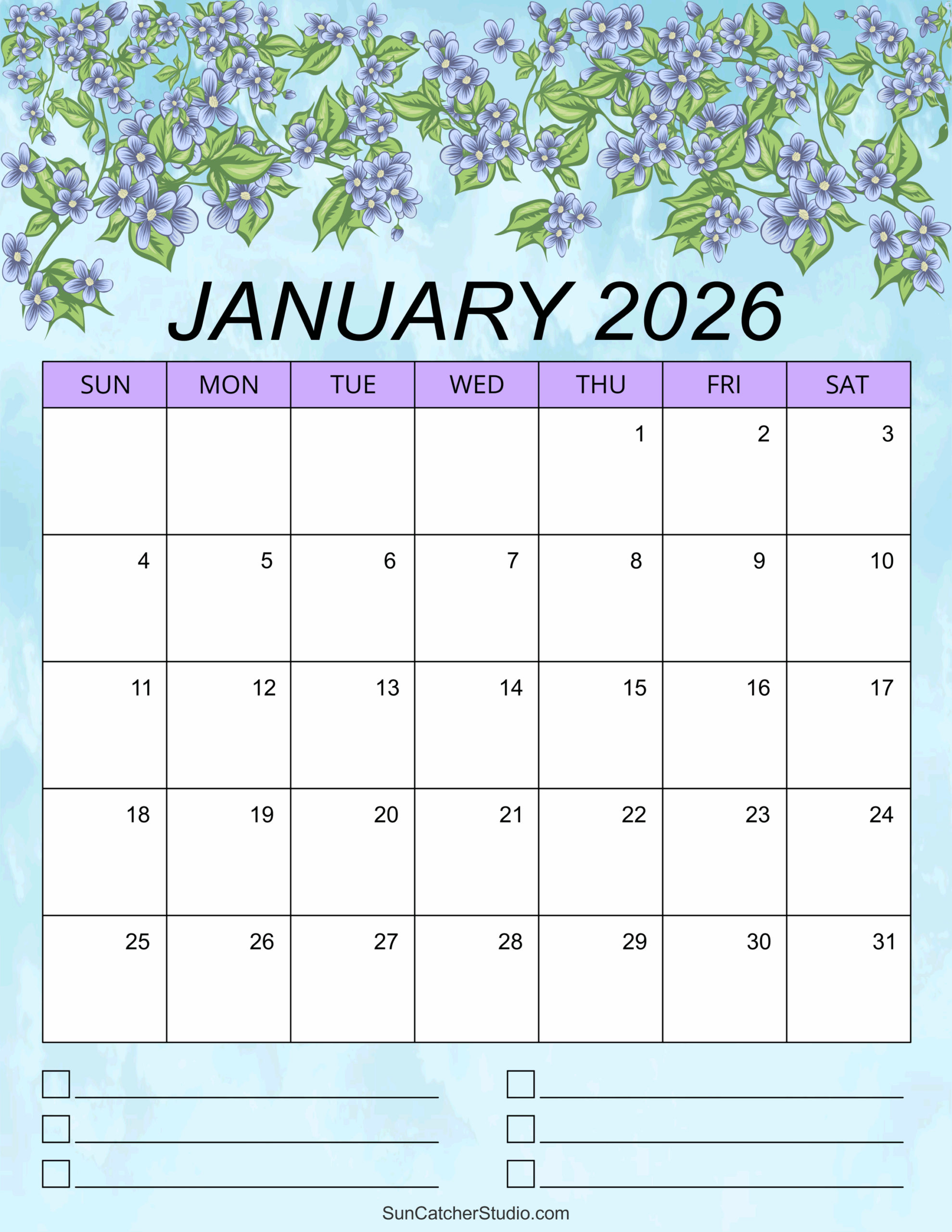 Monthly Free Printable 2026 Calendar With Holidays Pdf