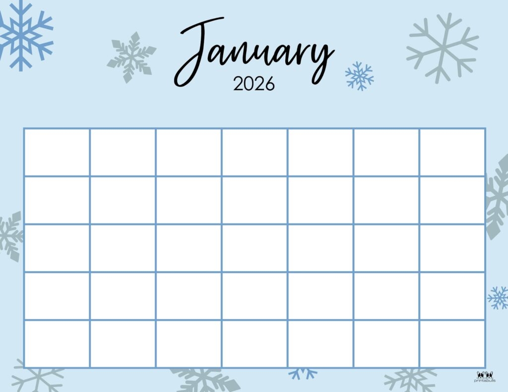 January 2026 Blank Printable Calendar