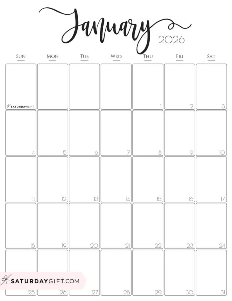 2026 Calendar Printable Portrait Pdf