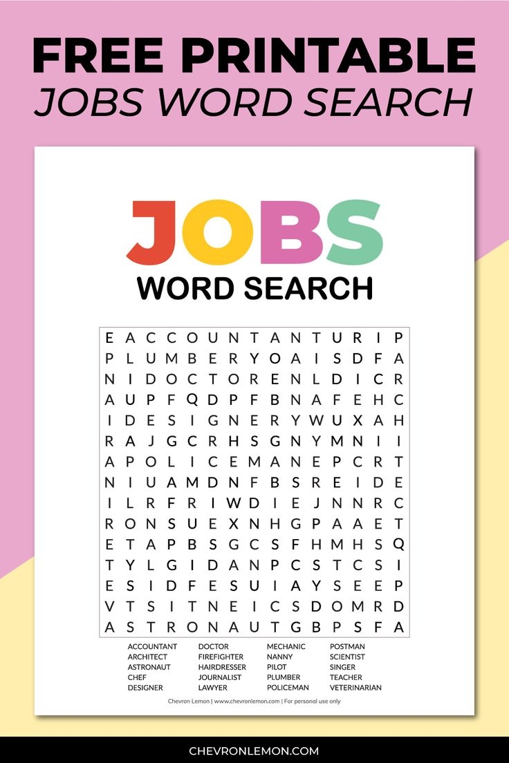 Jobs Word Search