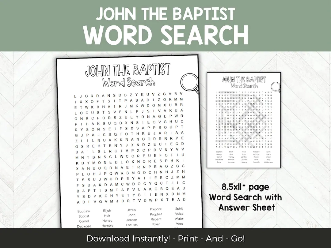 John The Baptist New Testament Bible Word Search Bible Games 