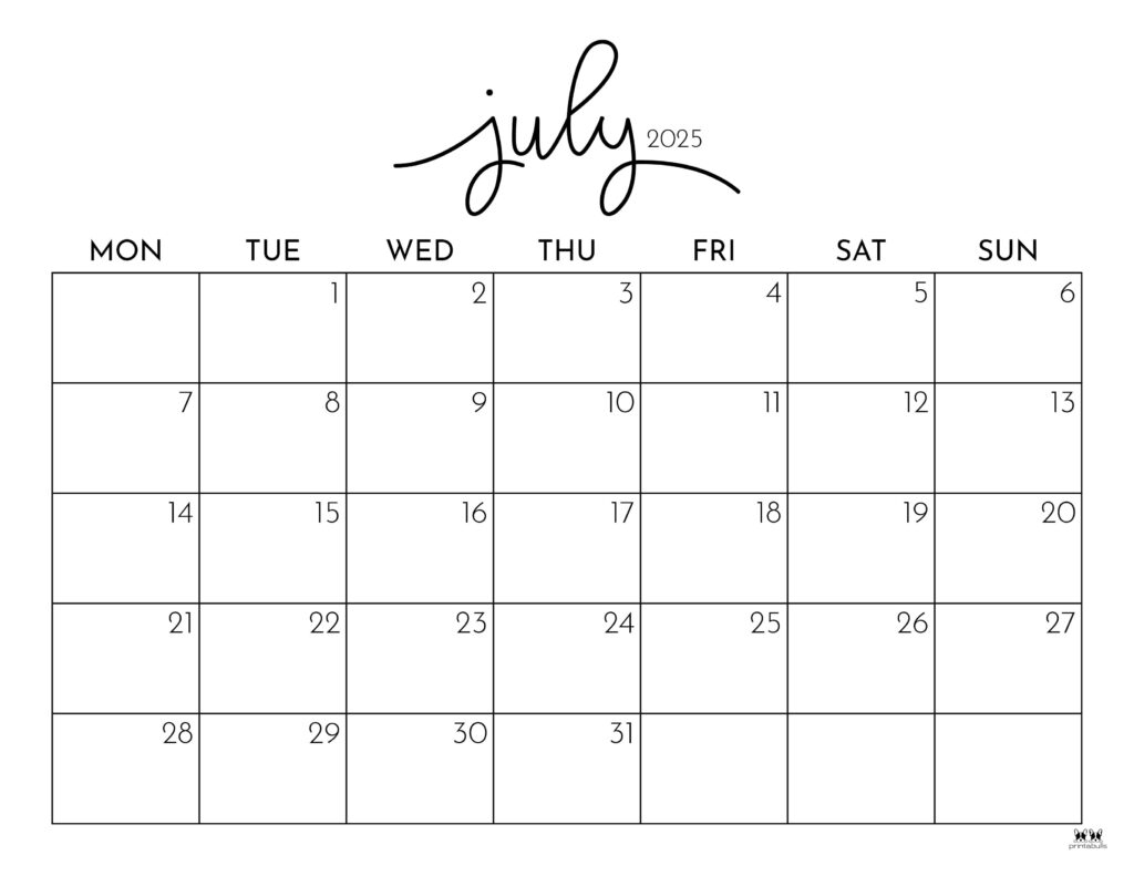 Free Printable Calendar Summer 2025