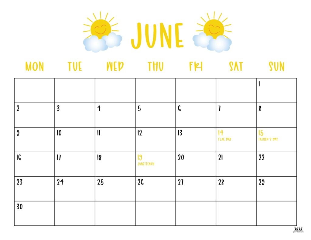 June 2025 Calendars 107 FREE Printables Printabulls