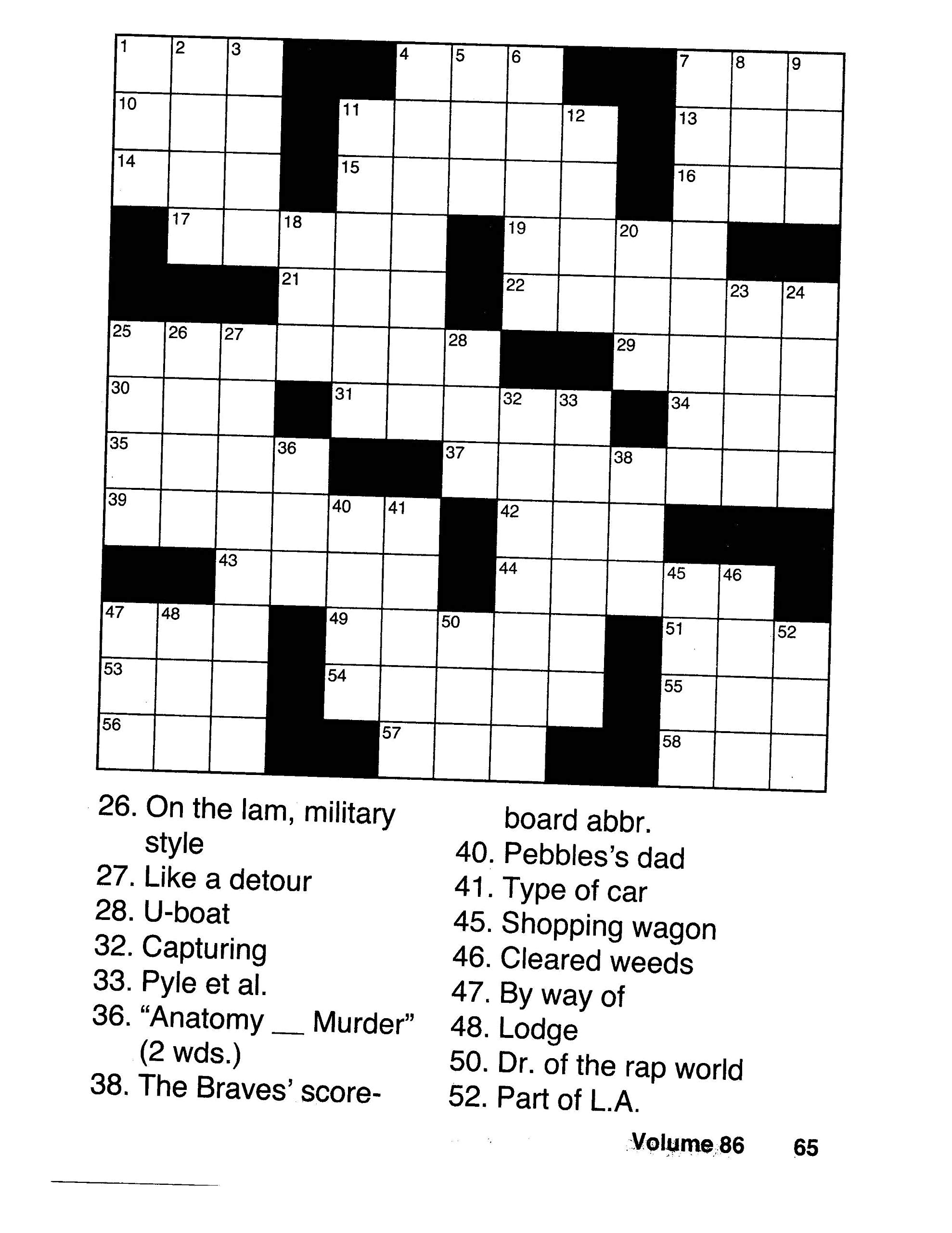 Large Printable Crossword Puzzles For Adults