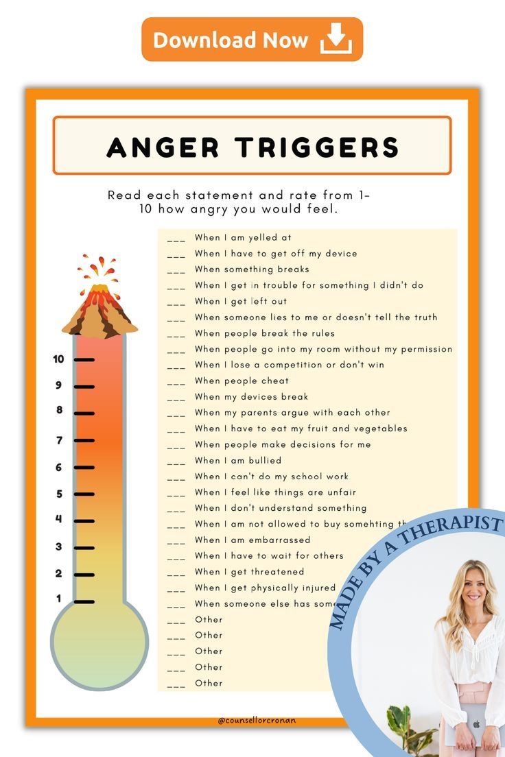 Kids Anger Triggers Worksheets And Workbook Anger Management