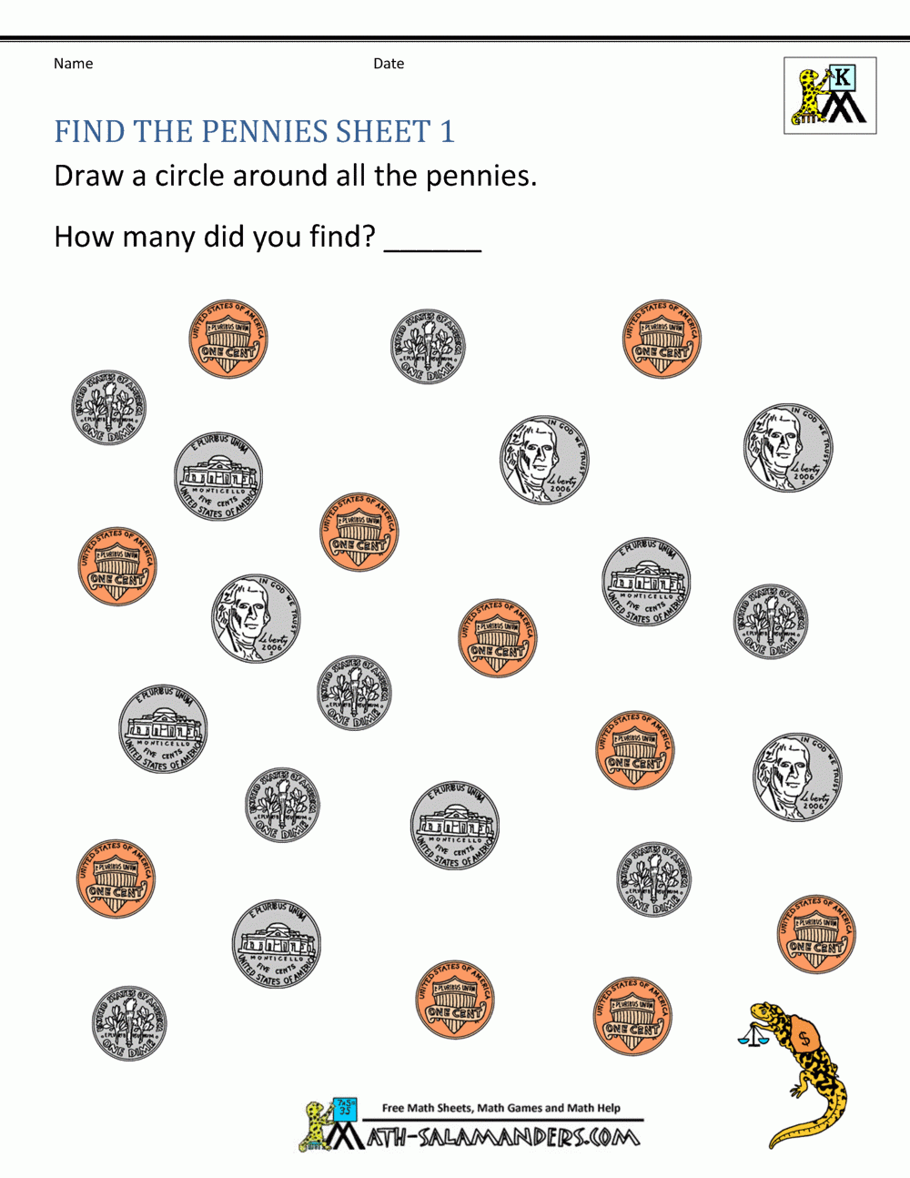 Printable Coin Worksheets Free