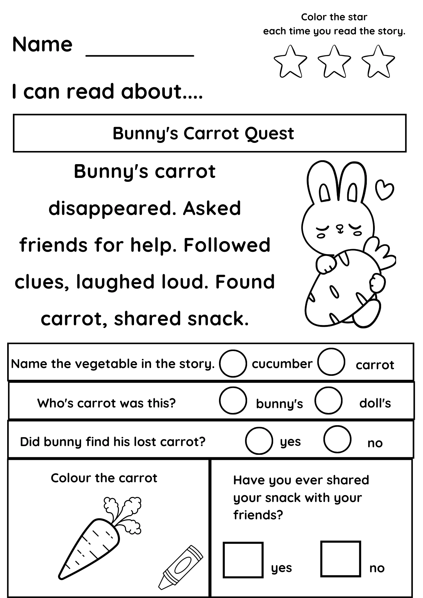 Printable Worksheets For Kids Reading