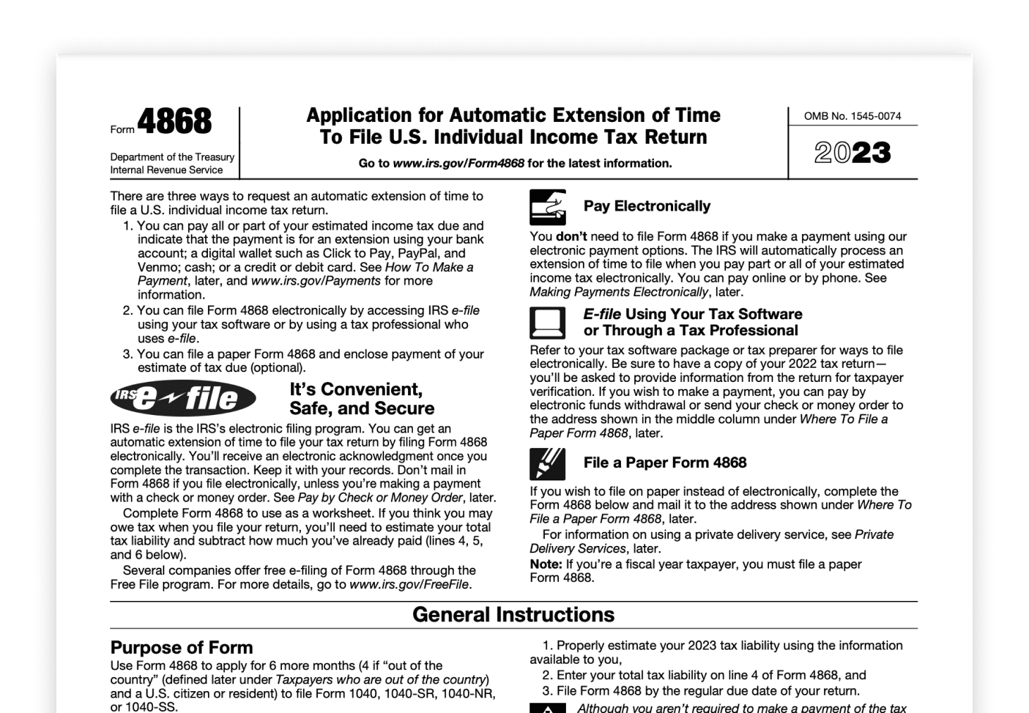 Irs Form 4868 2023 Printable