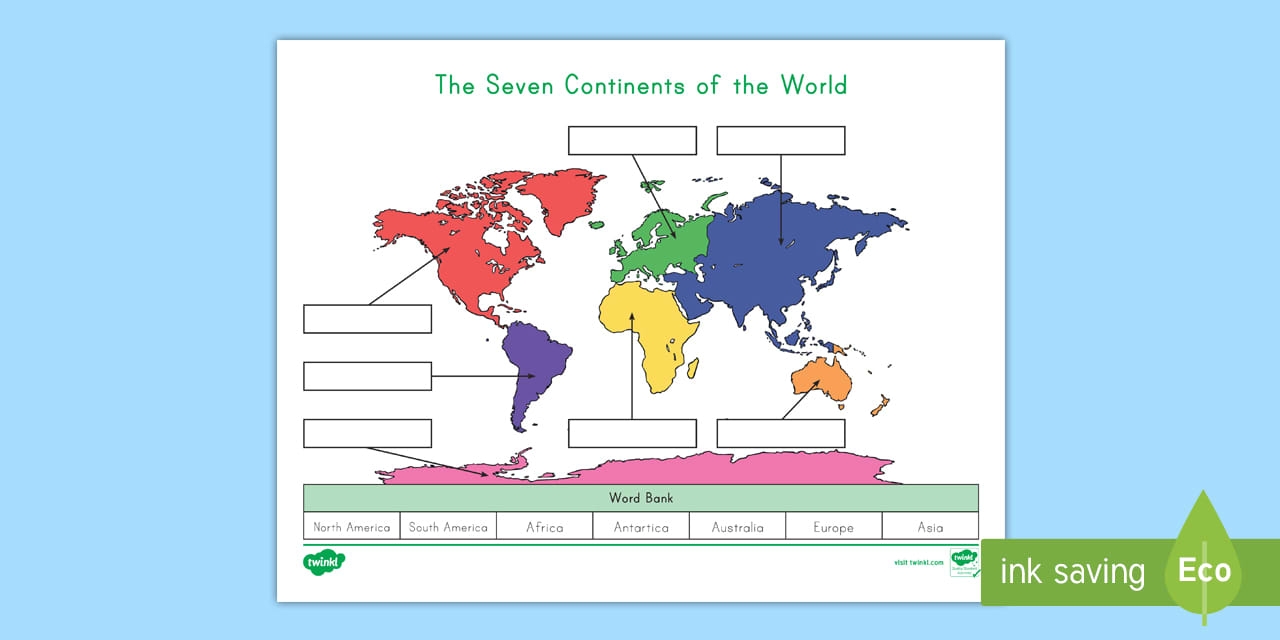 Label The 7 Continents World Oceans Day Twinkl USA