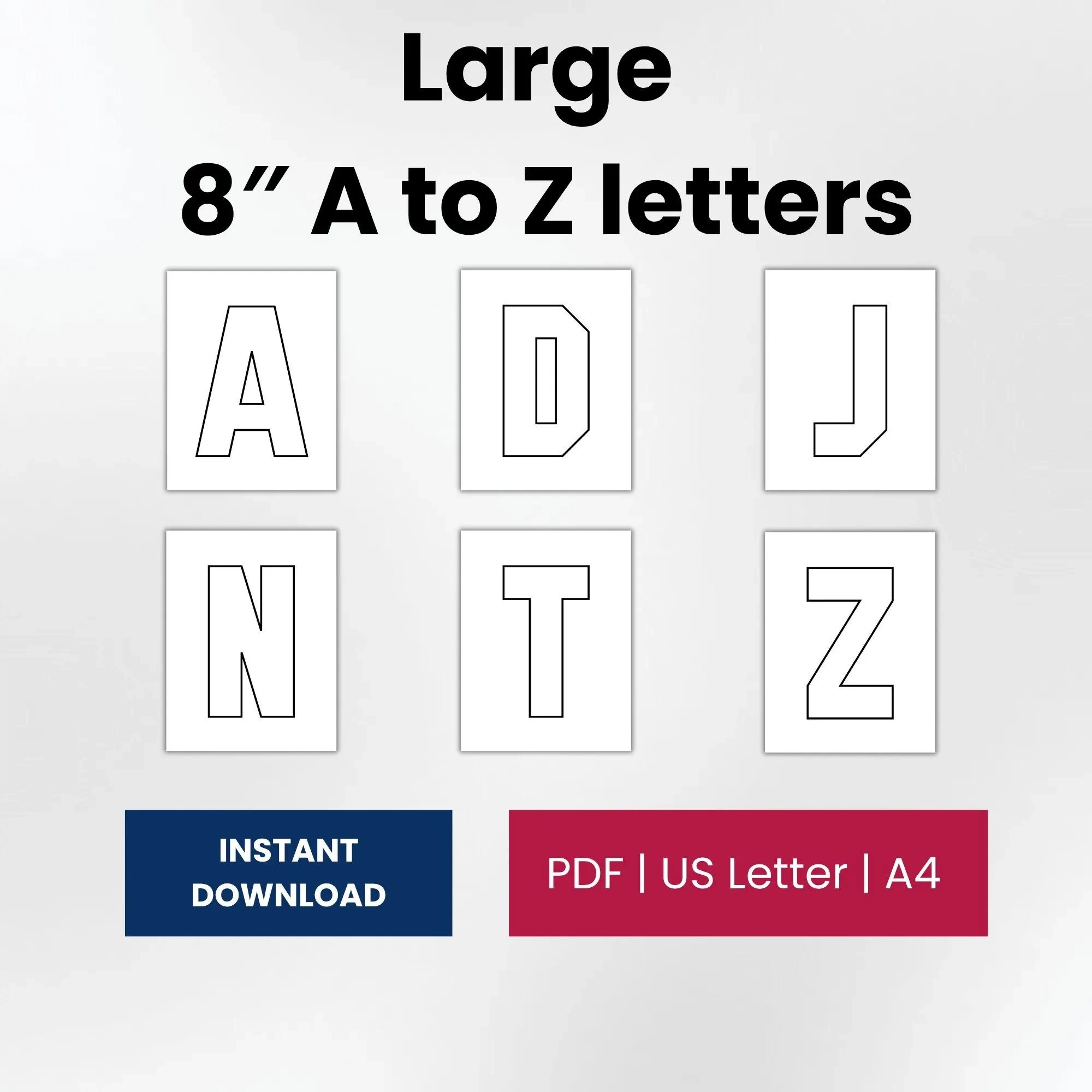 Large 8 inch Alphabet Letter Templates A Z Uppercase Printable 